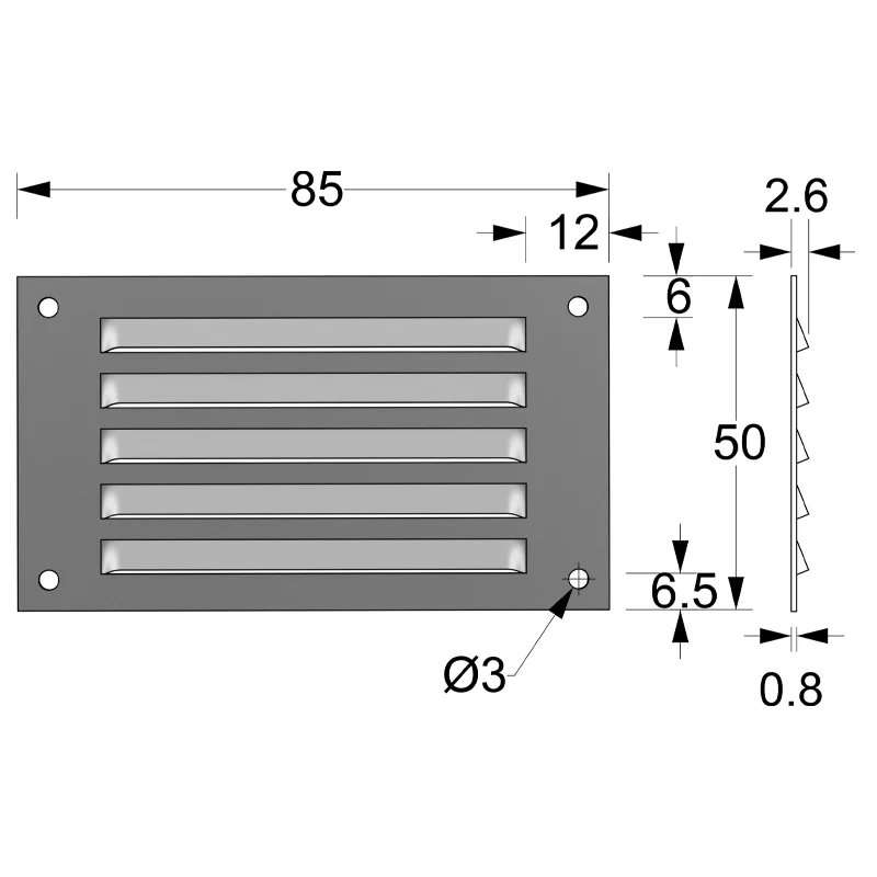 ΠΕΡΣΙΔΑ ΕΞΑΕΡΙΣΜΟΥ 5x8.5cm / ΑΛΟΥΜΙΝΙΟ